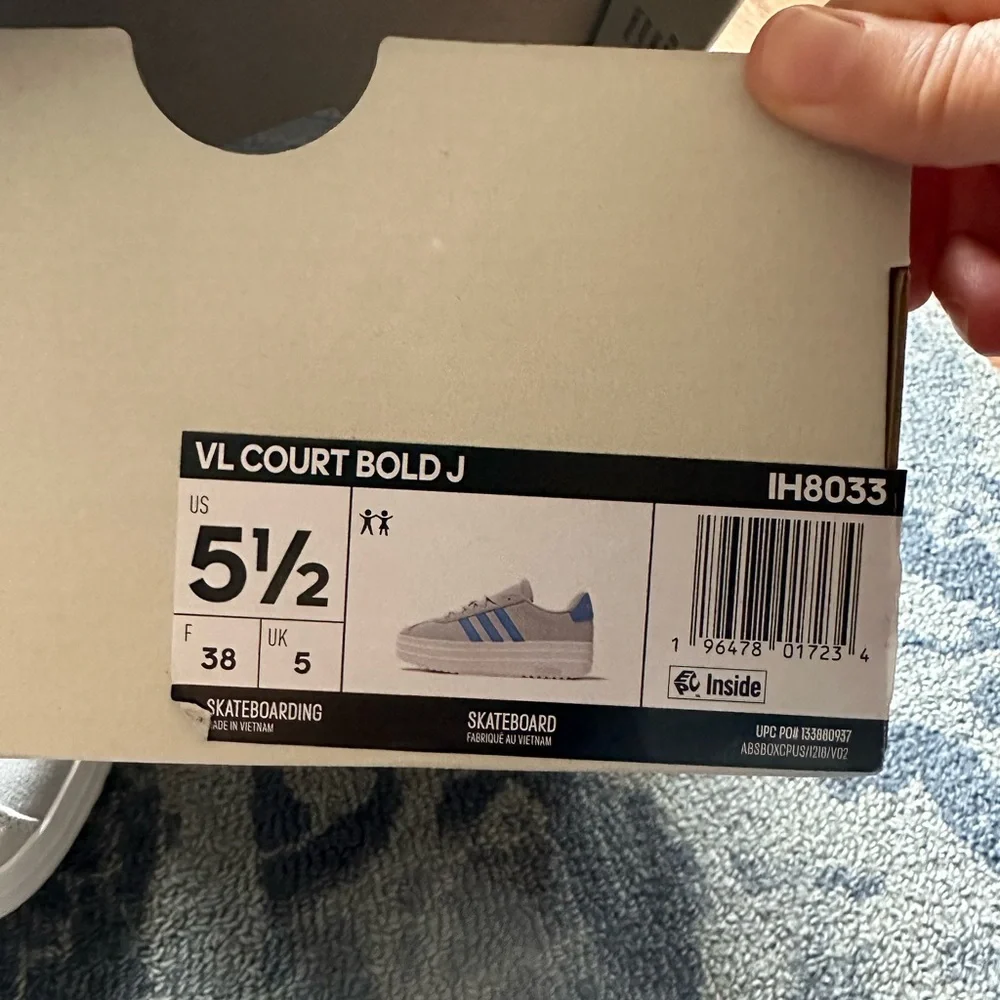 Adidas VL COURT BOLD SHOES KIDS, size 5.5. Grey and Blue. NWT - Picture 5 of 5